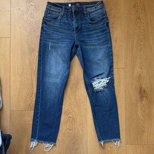 Kut from the Kloth Women's Ripped Dark Blue Cropped Jeans